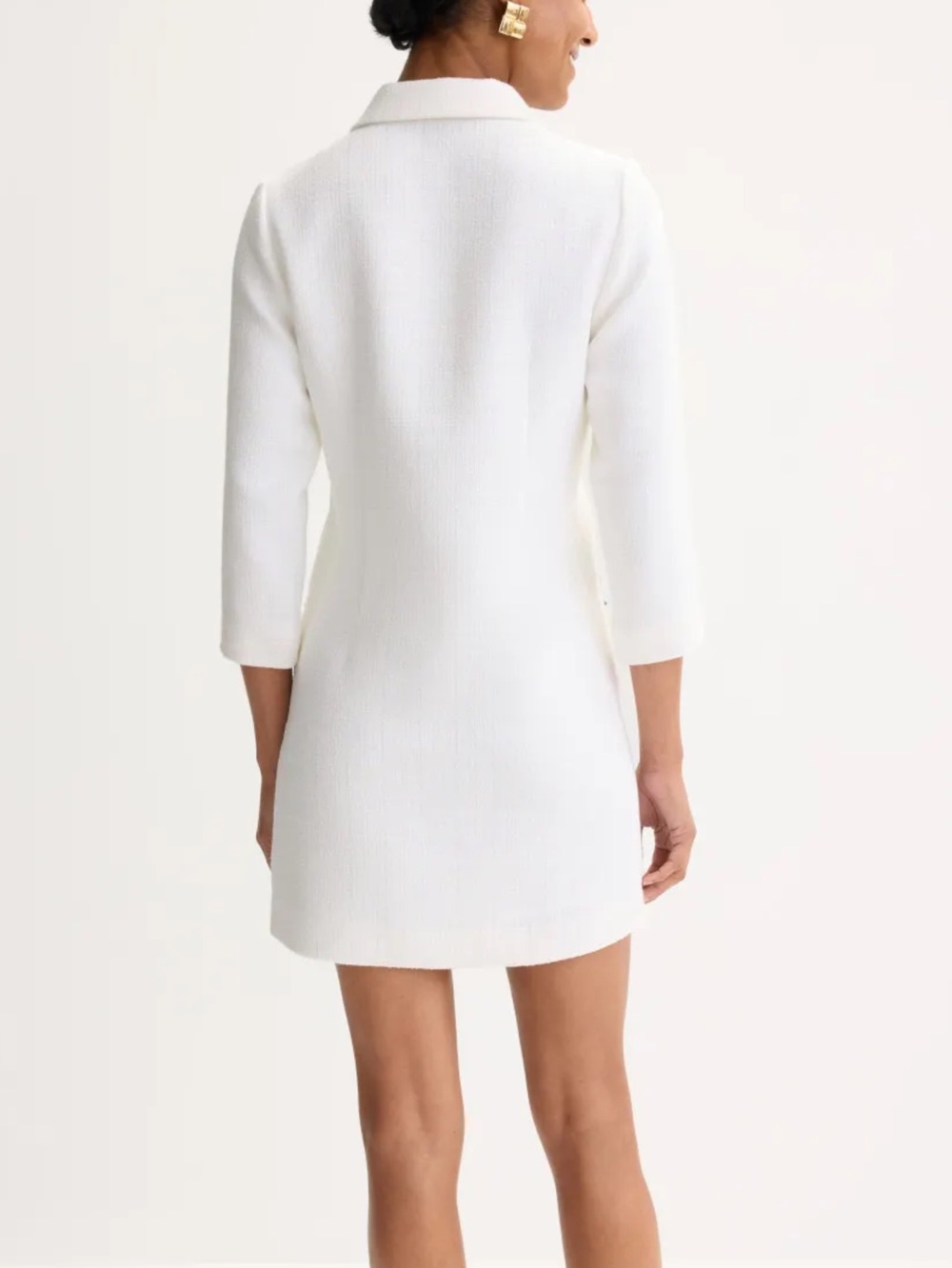 Sandro White Mini Dress with Blue Trim - Picture 3 of 11